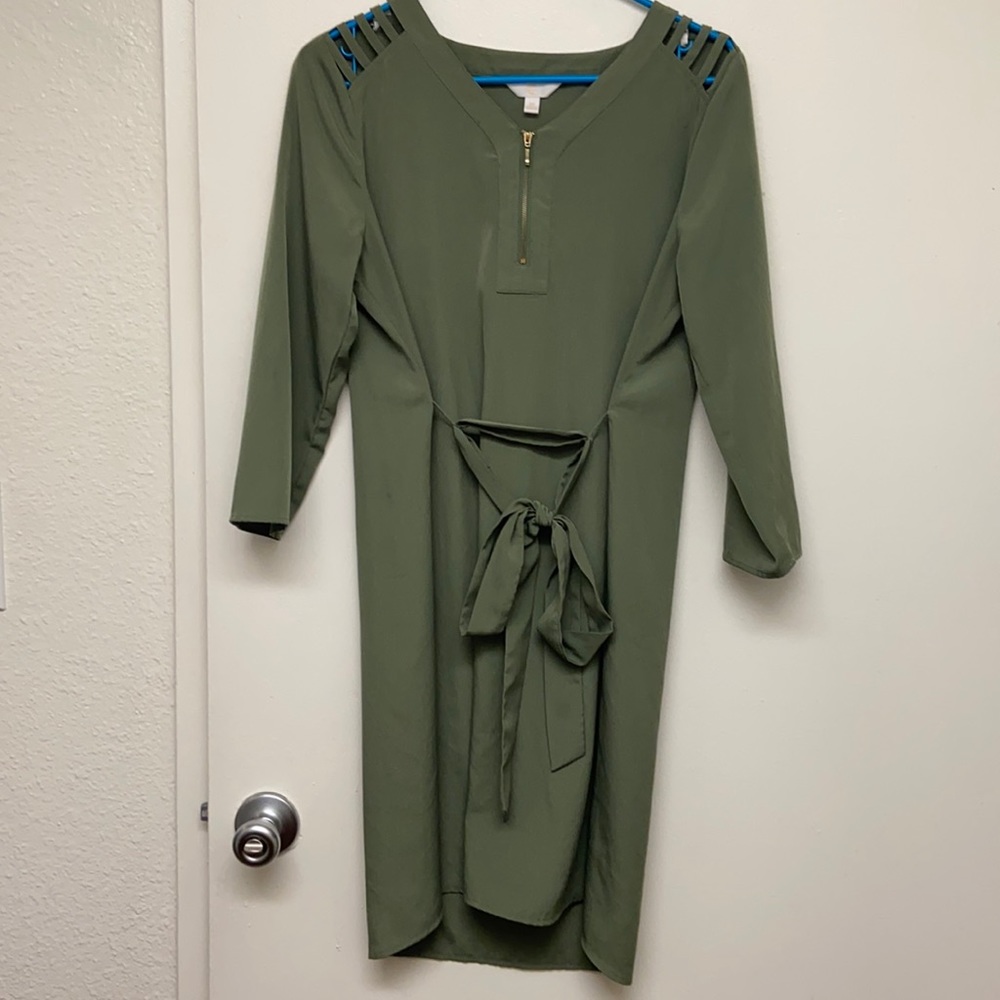 Green dress with belt